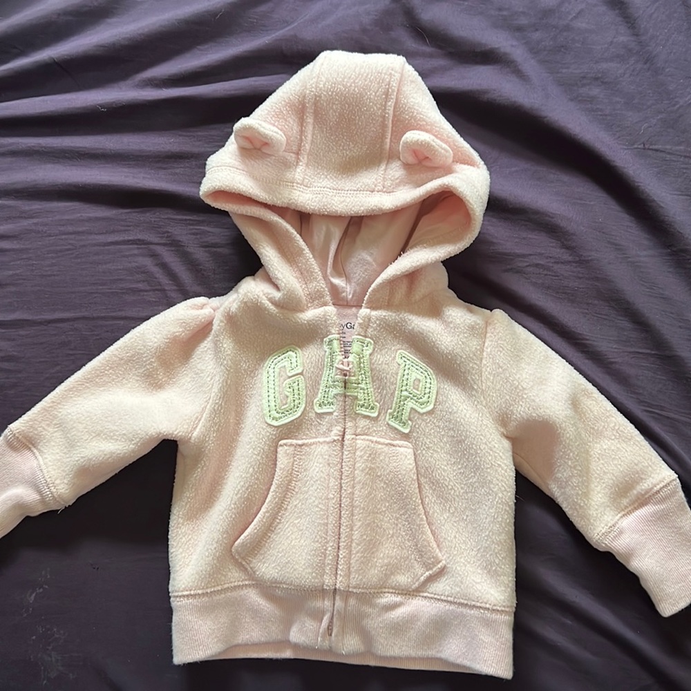 Pink Gap Hooded Zip Sweatshirt, Size 3-6 Months